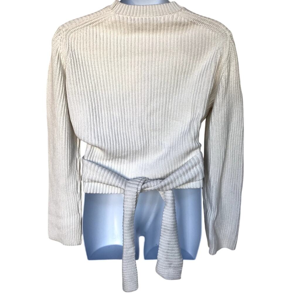 Proenza Schouler NWT White Chunky Cotton Cashmere Ballet Wrap Sweater size XL - Picture 8 of 14